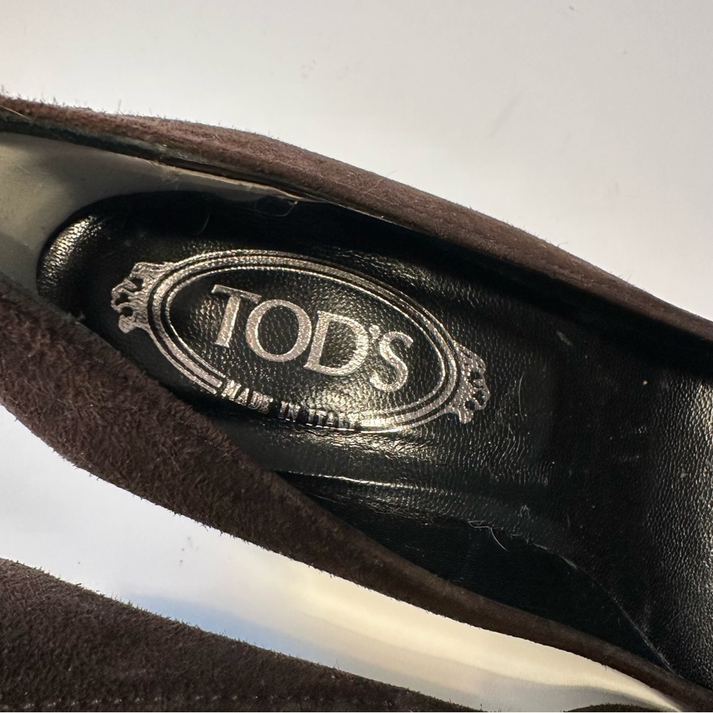 Tod’s Brown Suede Demi-Wedge Pumps US 7 - Picture 8 of 12
